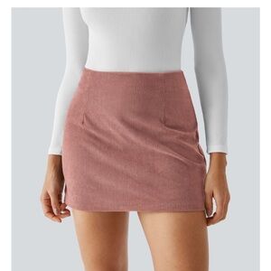 Halara High Waisted 2 in 1 A Line Mini Corduroy Skirt